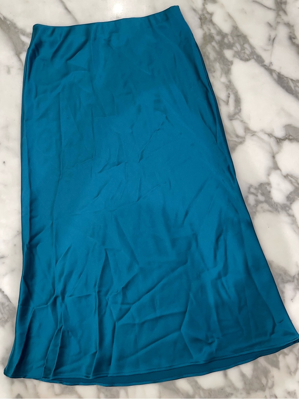 Zara teal satin long skirt